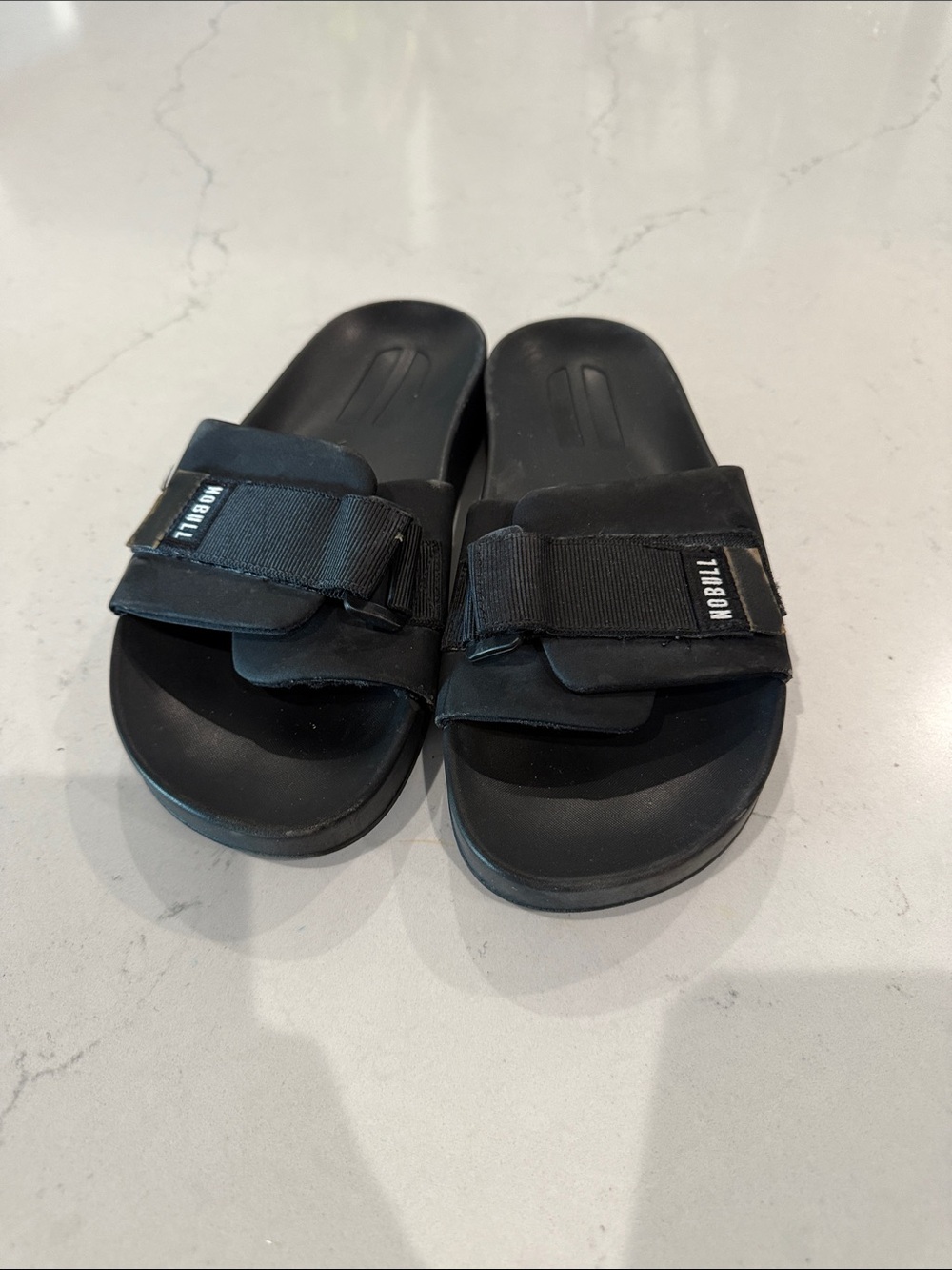 NOBULL Black Adjustable Strap Slide Sandals